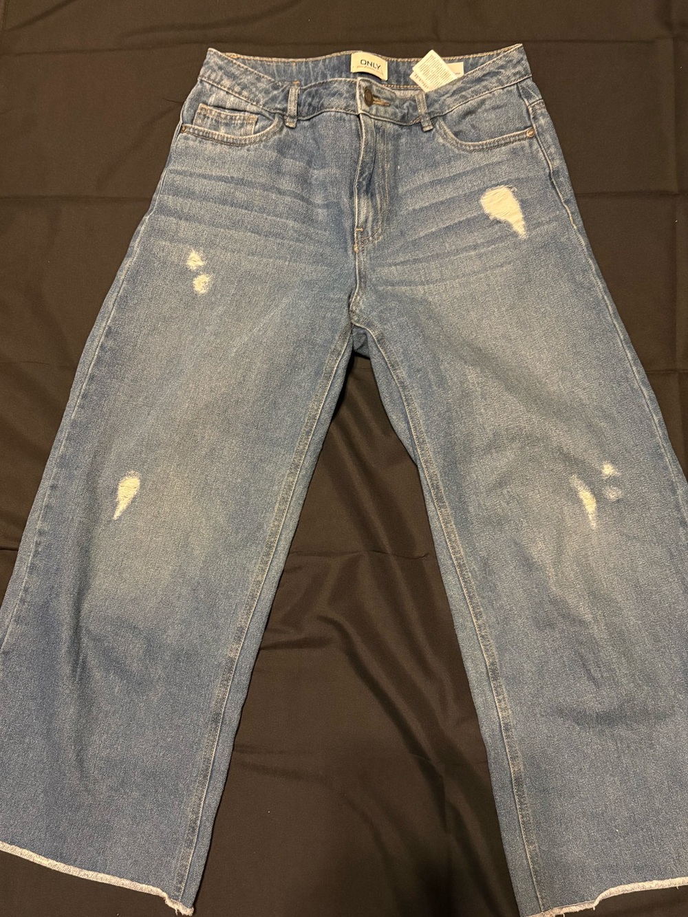 Only Light Blue Wide-Leg Distressed Jeans